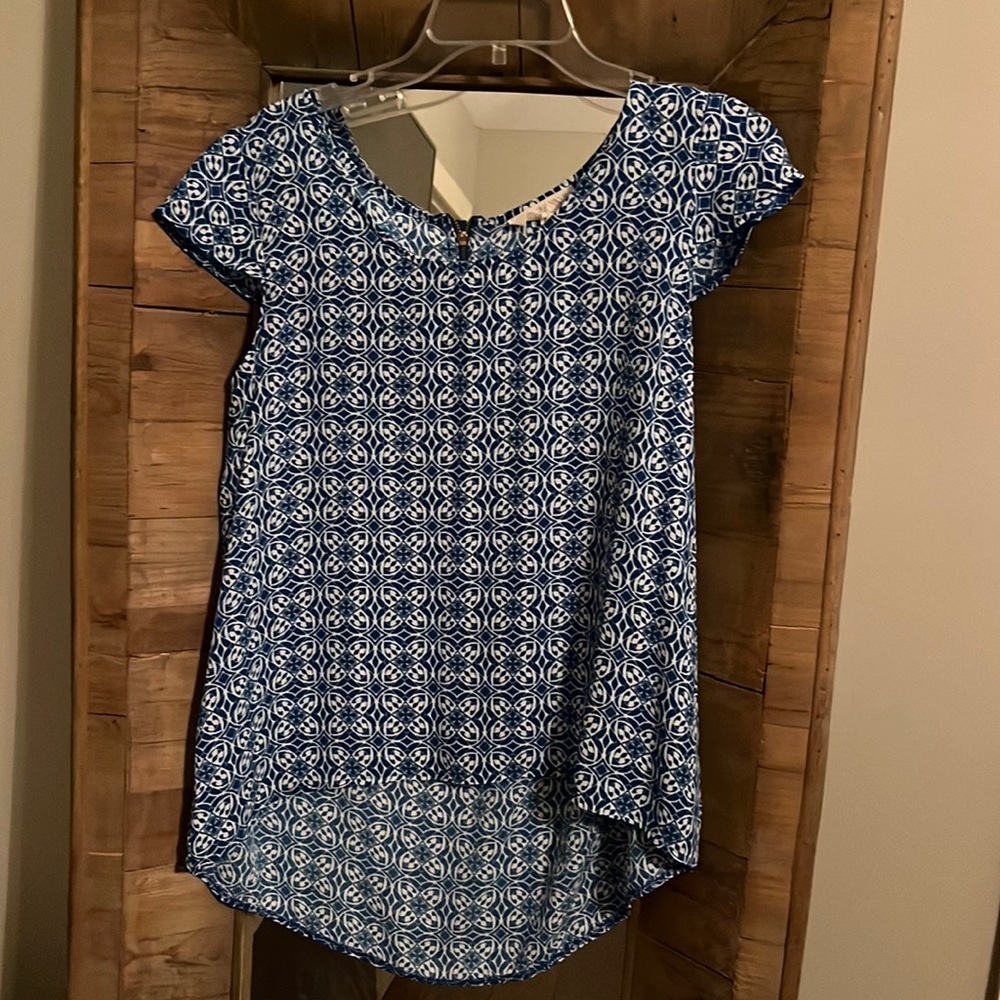 NWOT large royal blue hi low cap sleeve blouse from Pink Rose